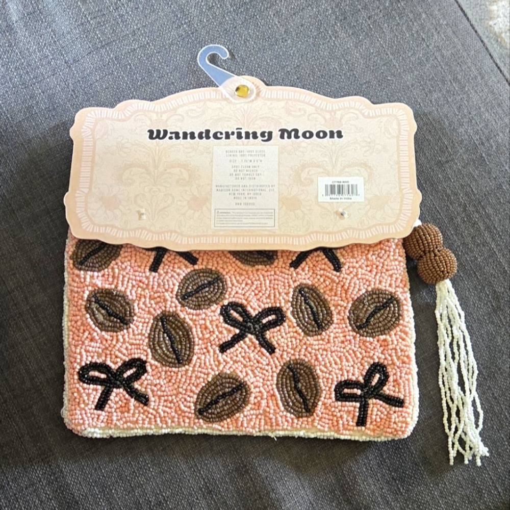 Wandering Moon, Beaded Espresso Martini Coin Purse, Handmade In INDIA - Picture 2 of 3